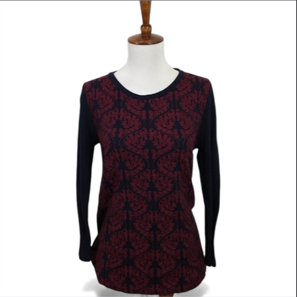 J. Crew Embroidered Top Women’s S Crew Neck 3/4‎ Sleeve Preppy Classic